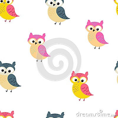 Pattern with owls Vector Illustration